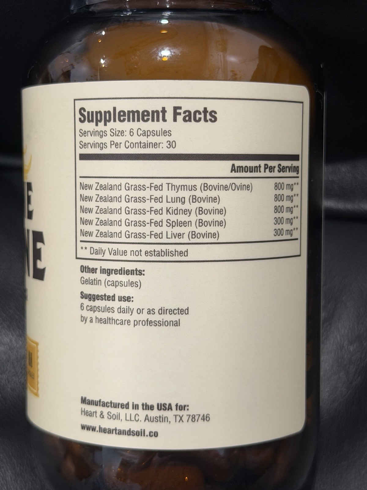 Heart & Soil Histamine & Immune 500mg 180 Capsules Grass-Fed Exp 06/2028