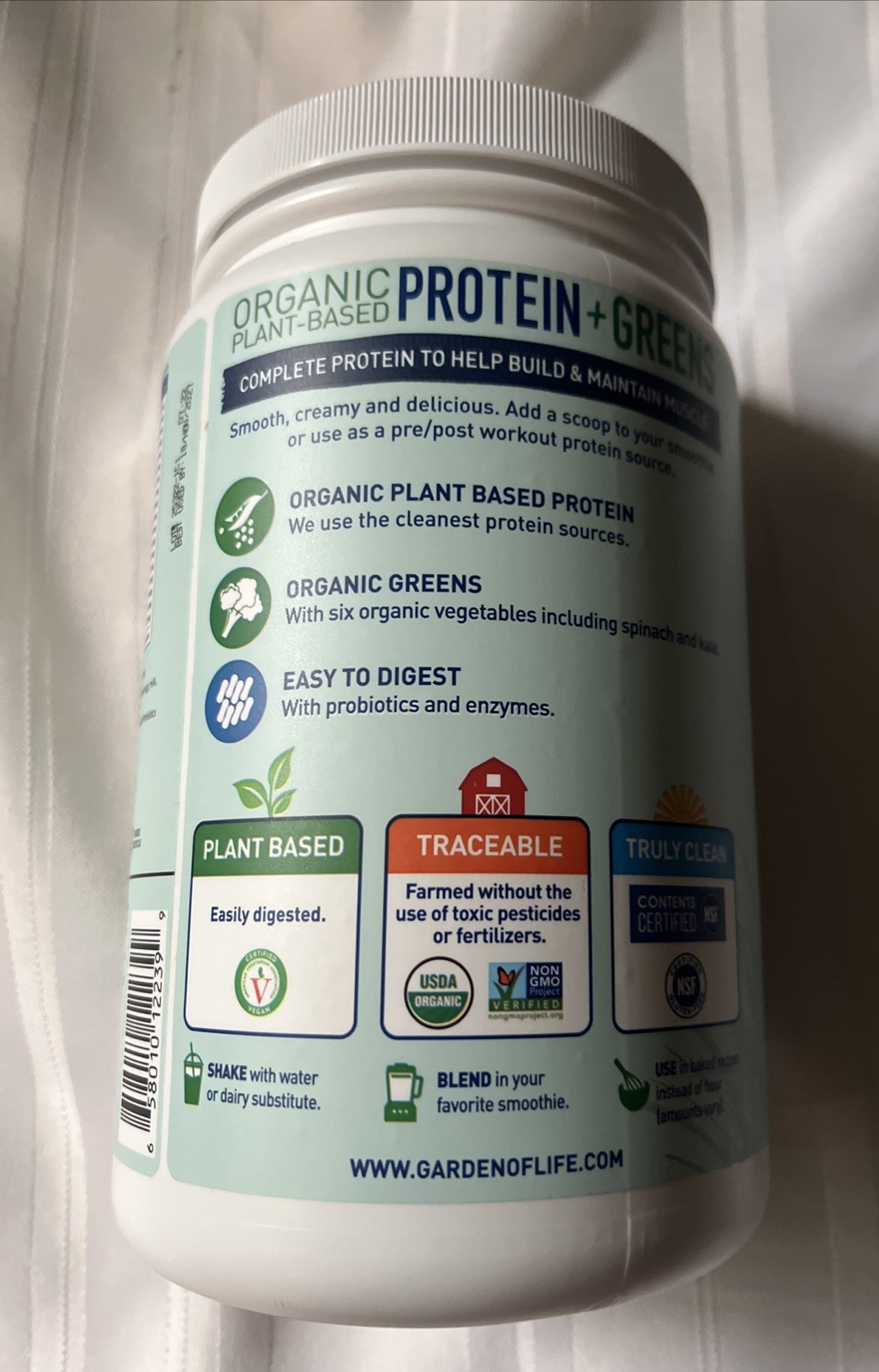 Garden of Life Organic Vegan Protein + Greens Plant Based Shake Vanilla 17.4 oz