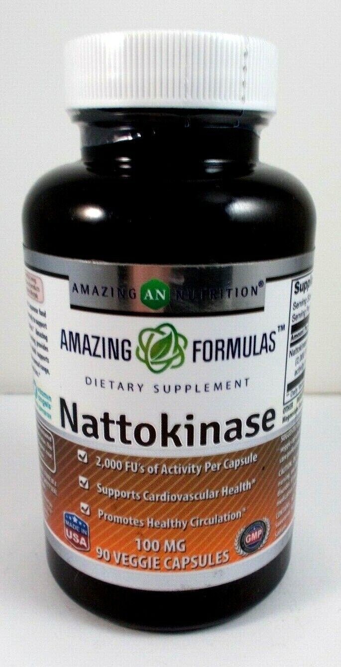 2 Nattokinase 100mg Cardiovascular Aid 90 Caps (Pack-2) Amazing Nutrition