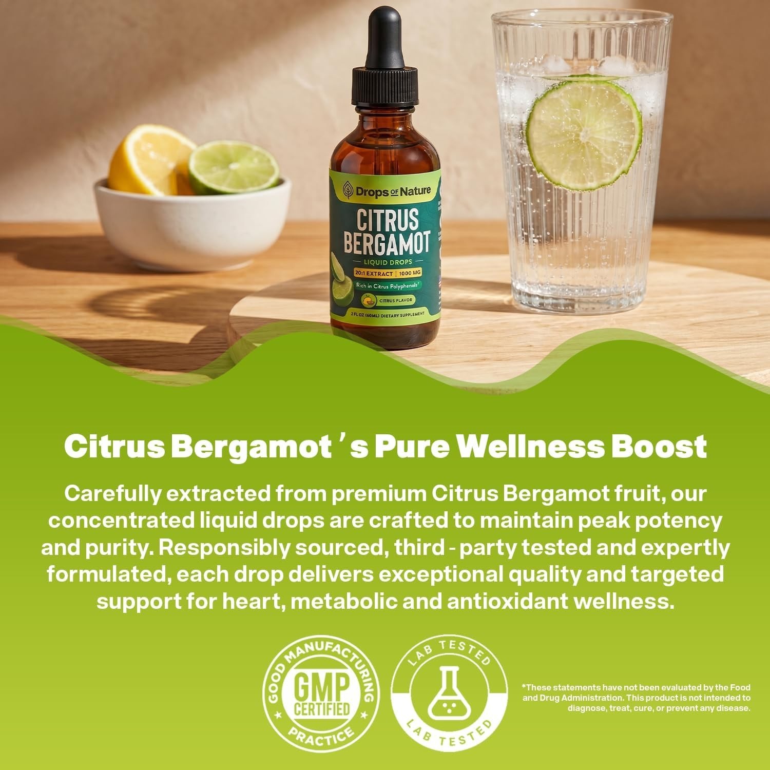 TWO Pack Citrus Bergamot Extract 20:1 Heart Health Antioxidant 2 fl oz each