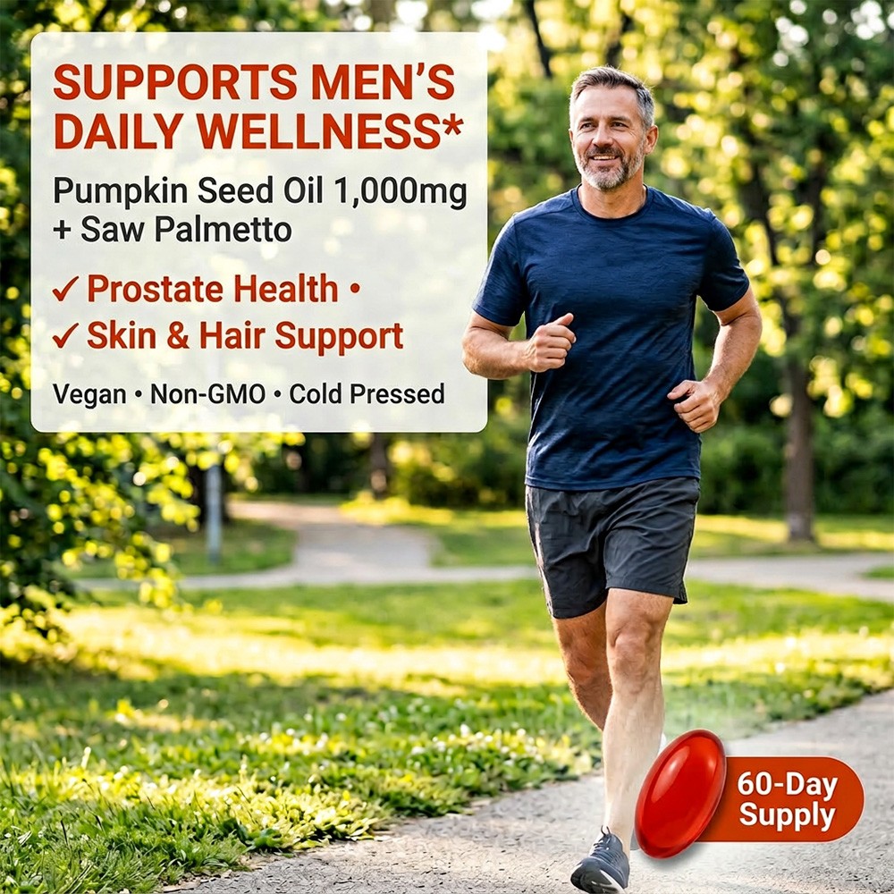 1000mg Pumpkin Seed Oil Complex,Men Wellness for Prostate,Hair&Skin 30~120 Caps