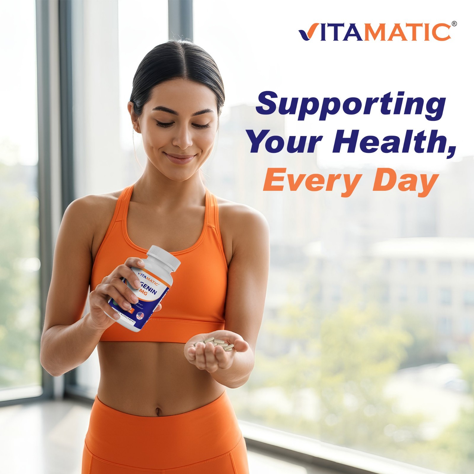 2 Pack Vitamatic Apigenin 50mg – 120 Vegetarian Capsules (Total 240 Capsules)