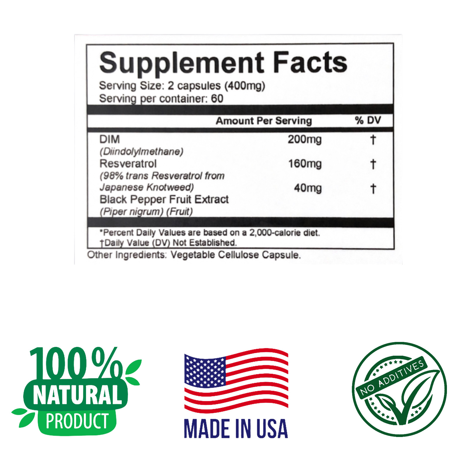 RESVERATROL, 120 Capsules, Natural Production of Hormones, Biomedical Formula.