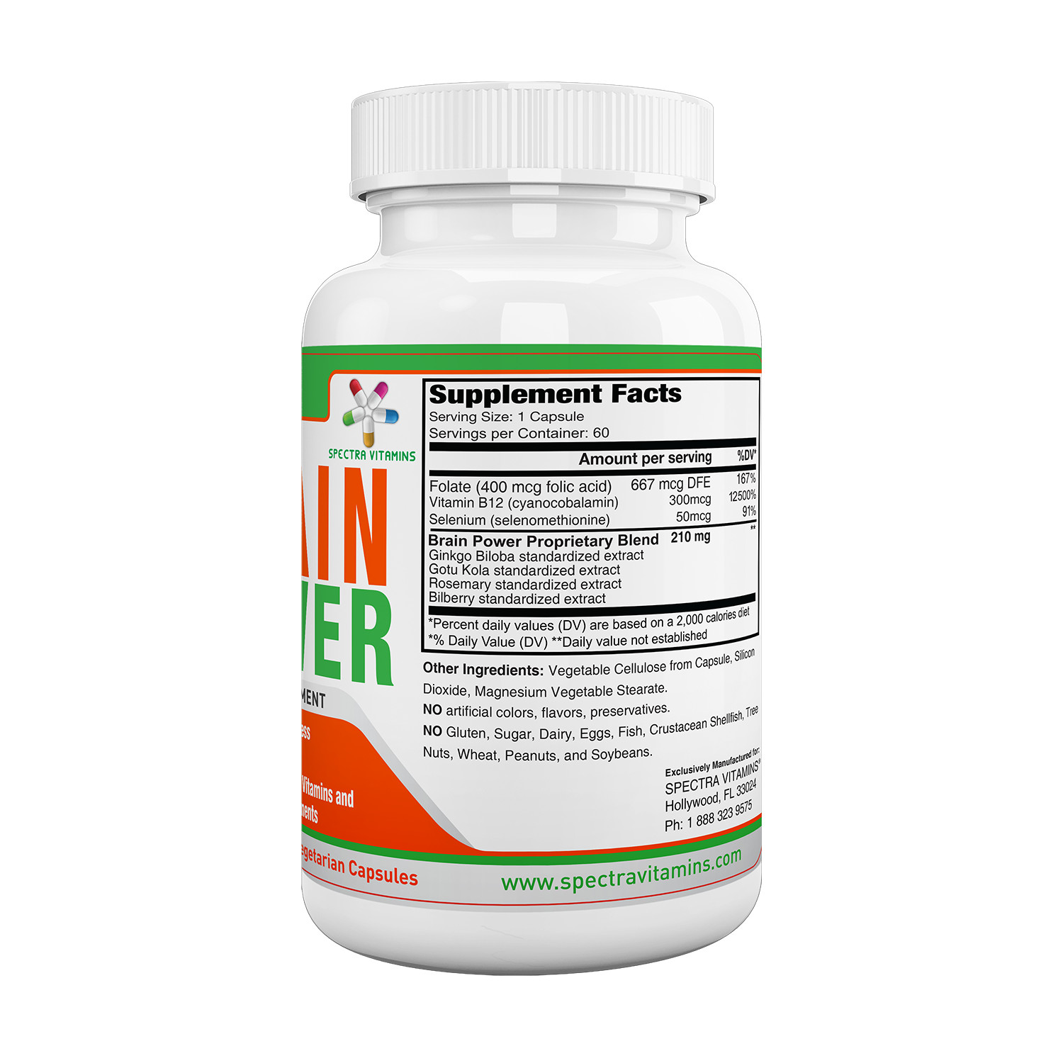 BRAIN POWER supports Mental Alertness and Focus, Ginkgo Biloba, Rosemary, B12,