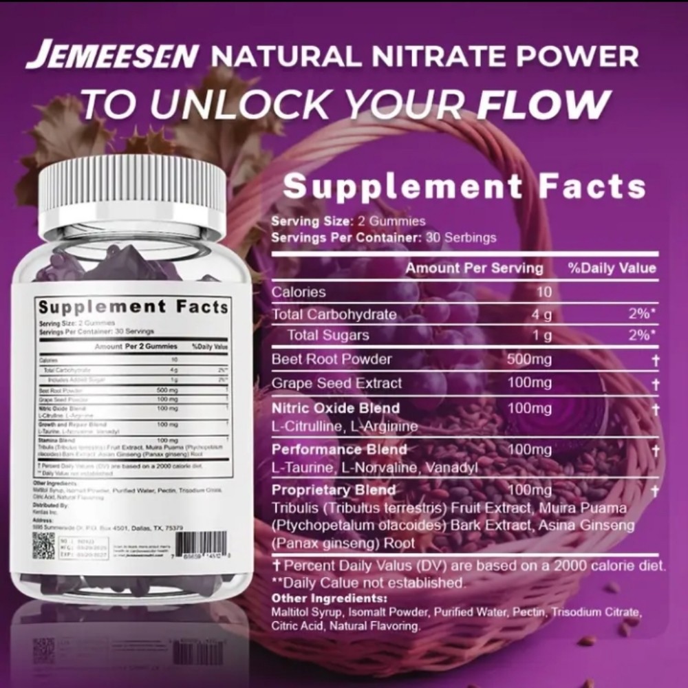 Beet Root Gummies Super Blend for Heart Health and Energy Vigor 1 Month Supp