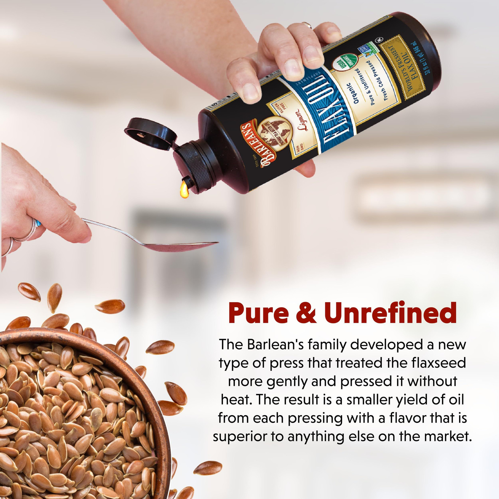 Barlean’s Lignan Flax Oil with 7,230mg ALA 32 Fl Oz (Pack of 1), Default
