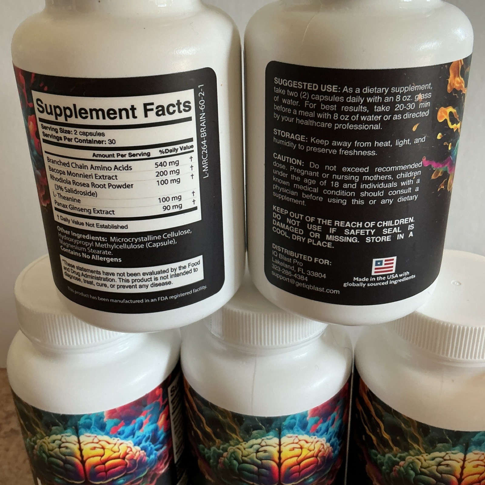 IQ Blast Pro Nootropic Bacopa Rhodiola Ginseng Capsules 60 Exp 05/27