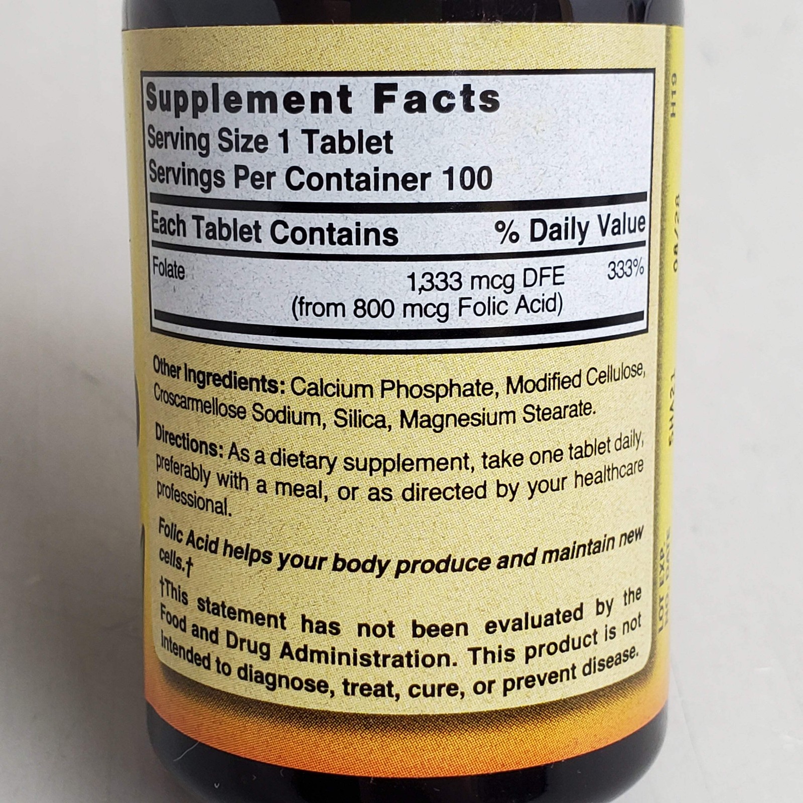 NATURE’S BLEND (100 Tablets) Folic Acid Dietary Supplement 800 mcg BB 08/28
