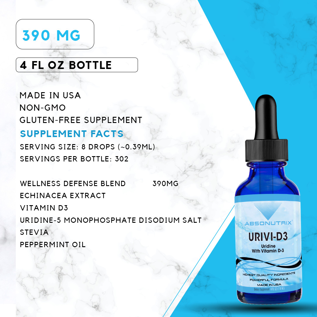Absonutrix UriVi – D3, 343 mg, 4 FL OZ Liquid, 302 Servings, Made in USA