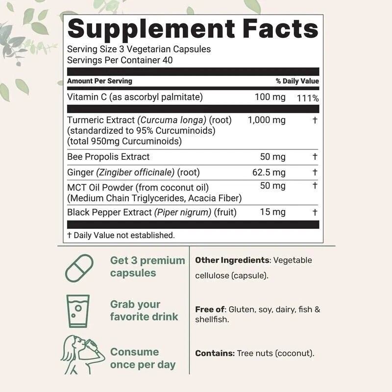 – Turmeric Curcumin|95% Curcuminoids w/ Black Pepper 120capsules