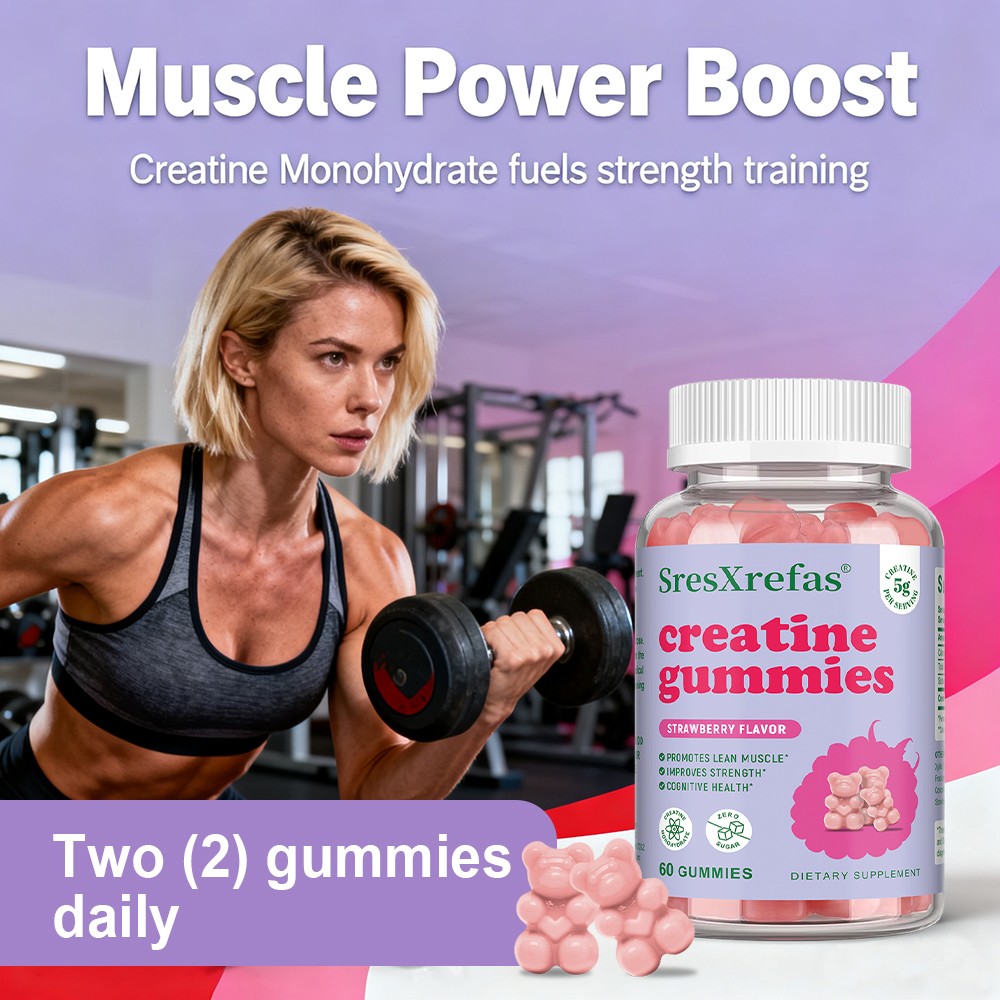 Creatine Monohydrate for Boosts Brain,Strength Function,Muscle Power 60 Gummies