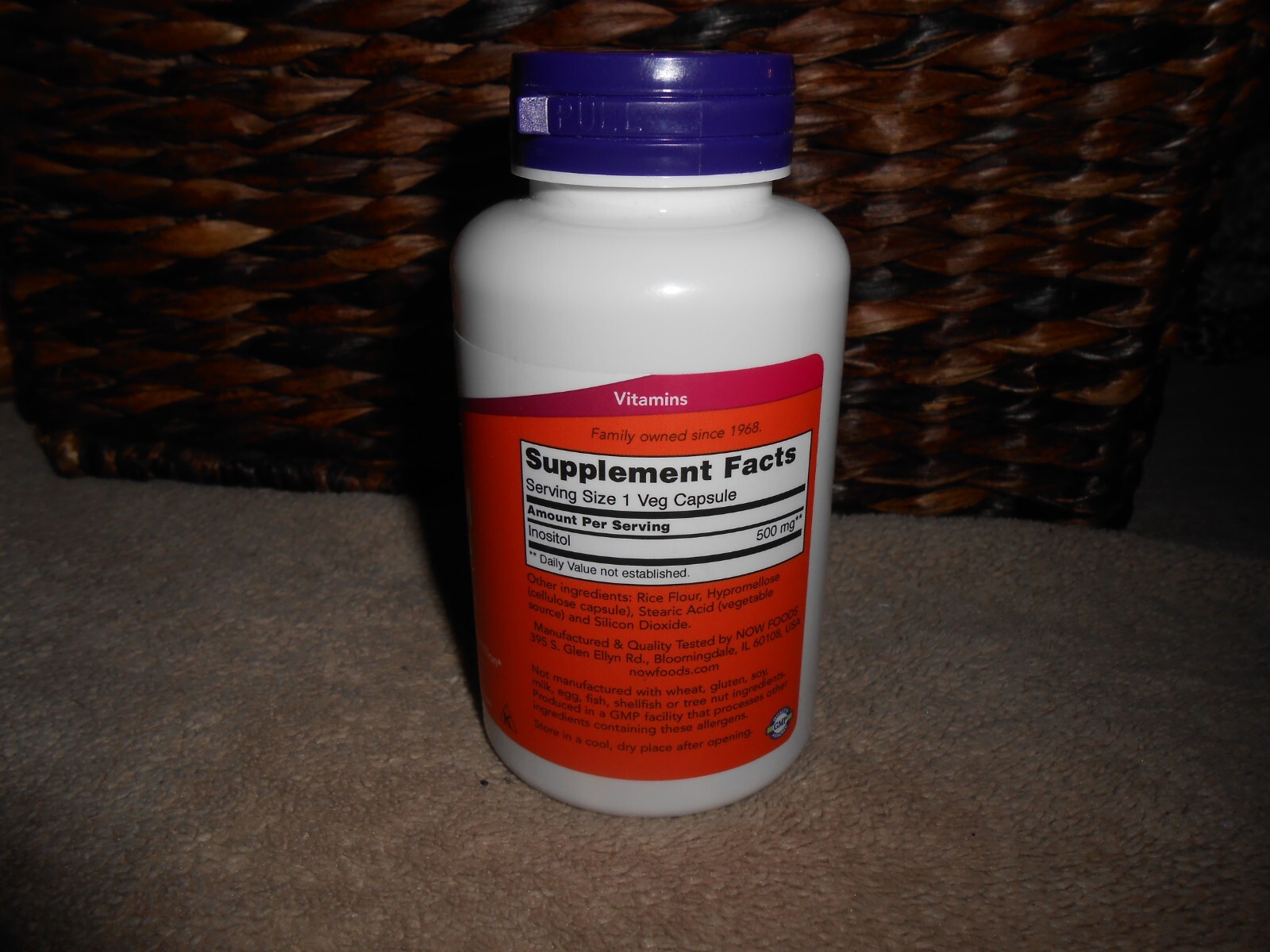 NOW FOODS Inositol 500 mg 100 Veg Capsules Exp 07/26