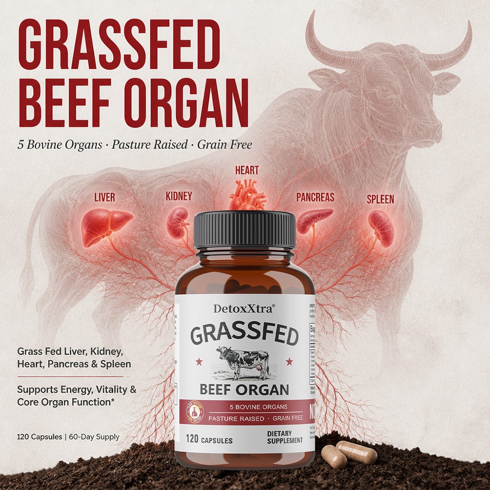Beef Organ Complex, 5-in-1 Supports Energy,Vitality & Grain Free 30~120 Capsules