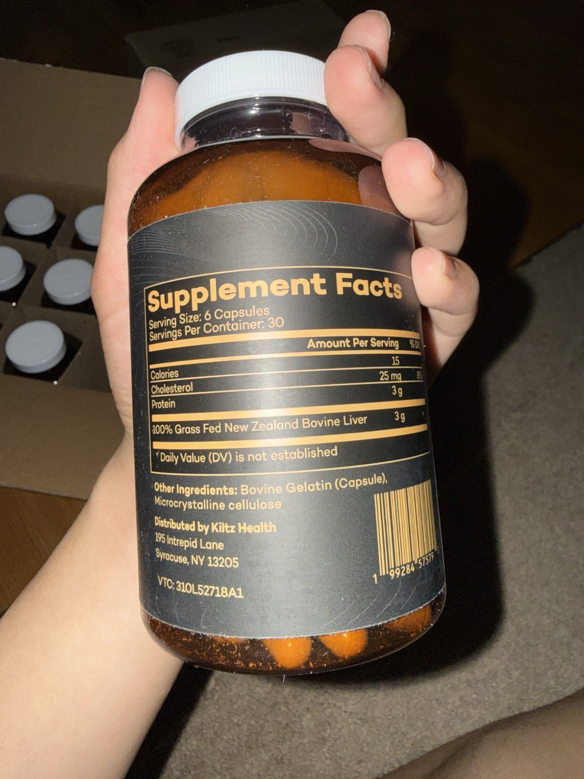 (Lot of 12) Kiltz Health Grass Fed Beef Liver Supplement Capsules, 180 Count