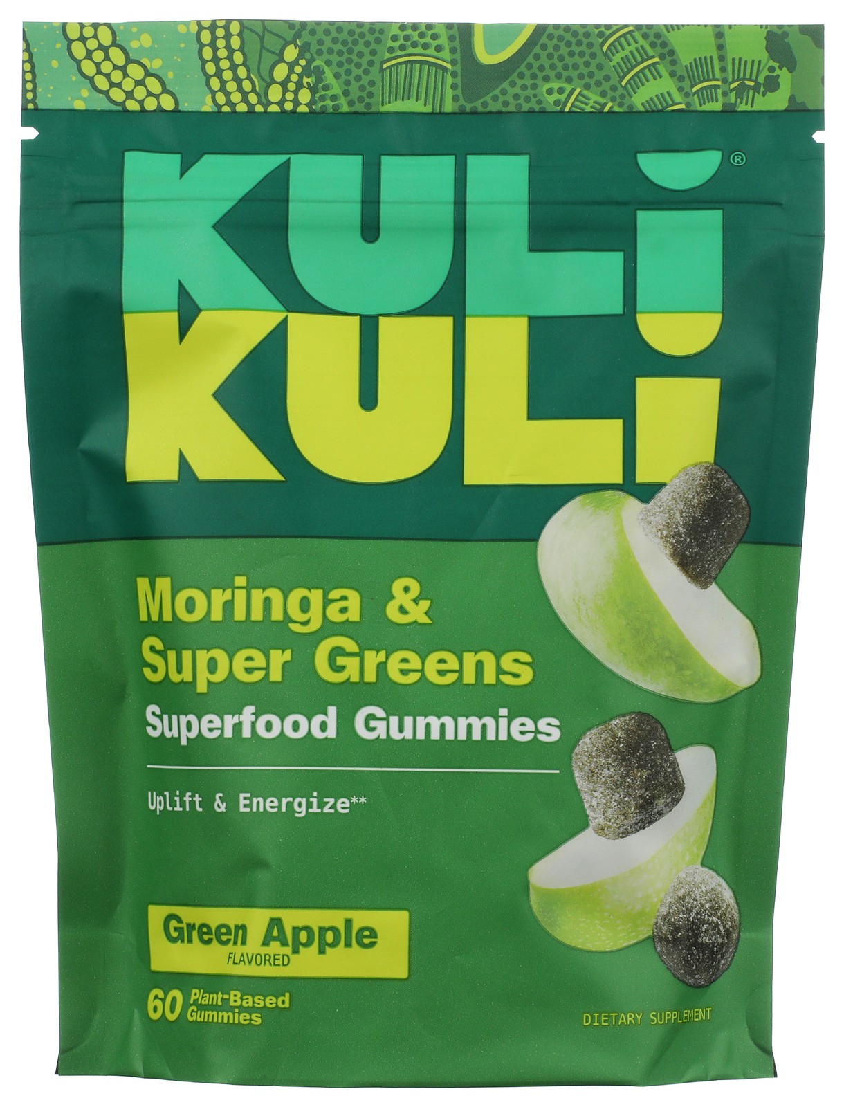 Kuli Green Apple Superfood Gummies Moringa Super Greens 60 Ct 1 Pack