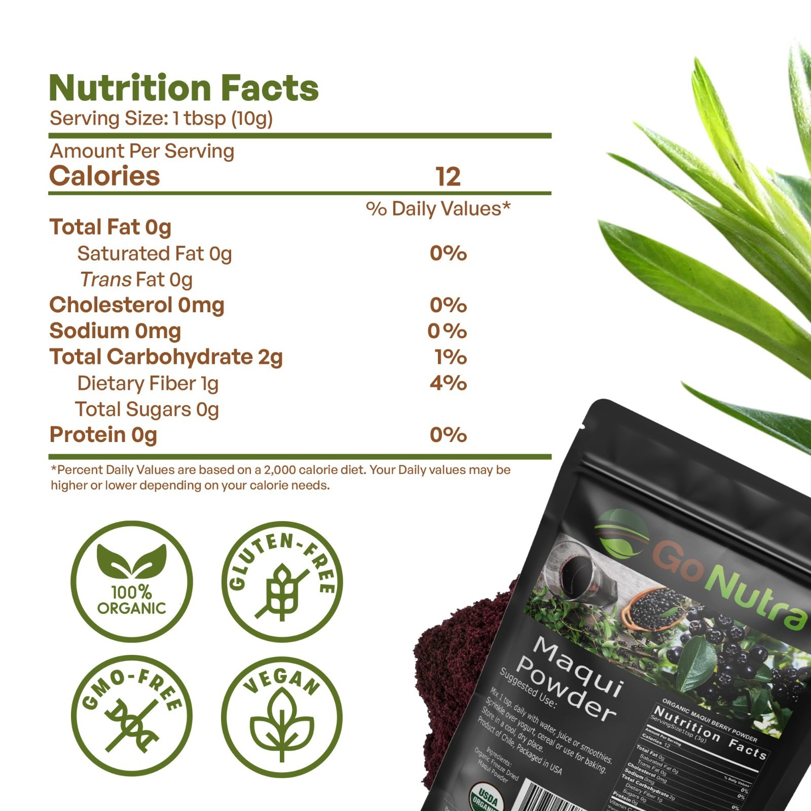 Maqui Berry Powder Organic Freeze-Dried 1 lb Superfood from Chile Maqui Powder