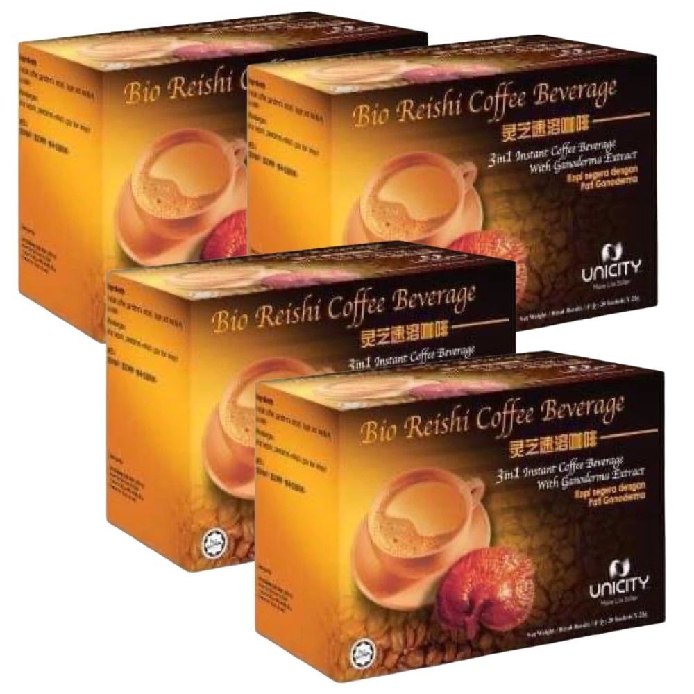 4X Unicity Bio Reishi Instant Coffee Mix 3-in-1 Low Fat Halal Lifestyle Coffee