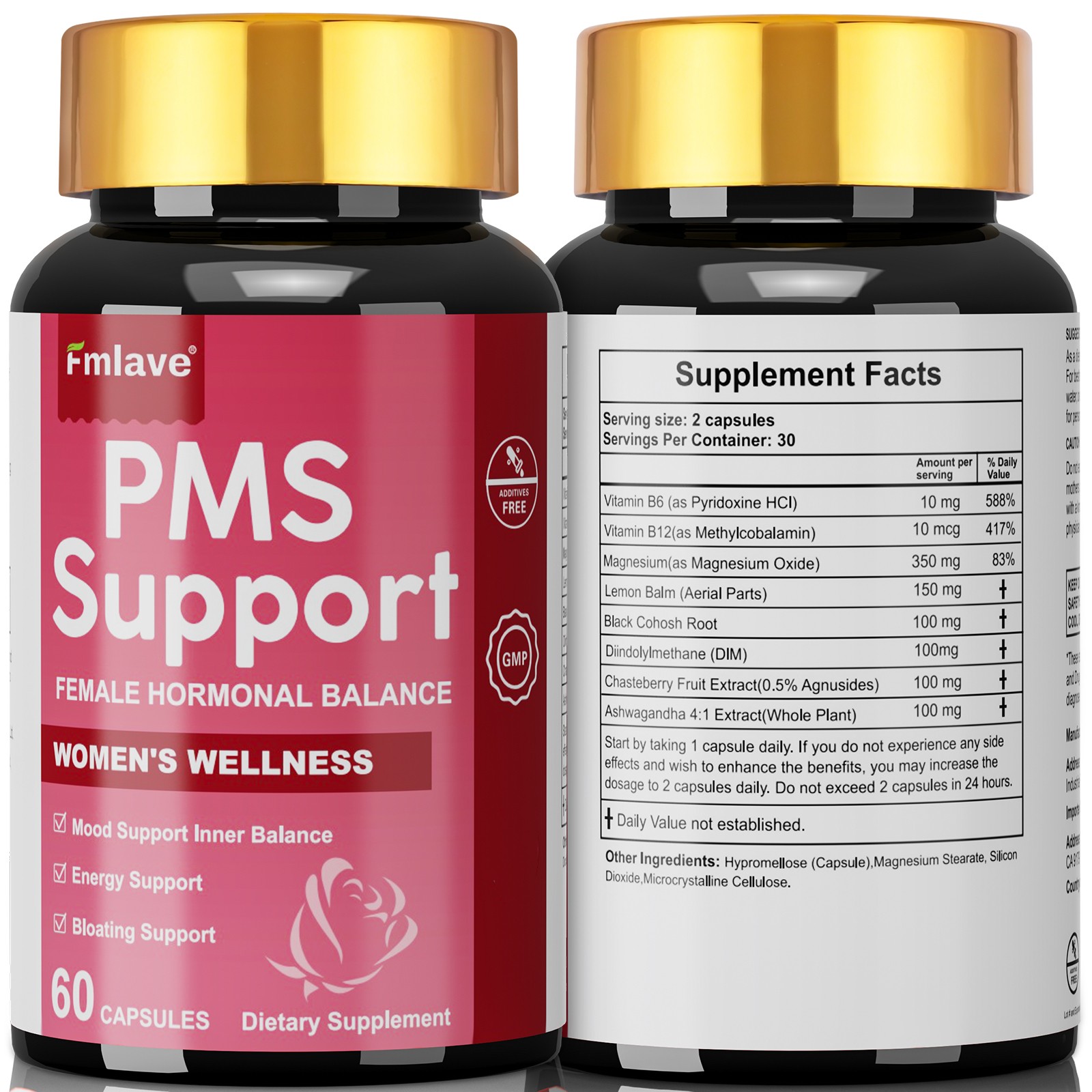 PMS Support Supplement for Women with PMS Relief Hormone Balance Period 60 caps