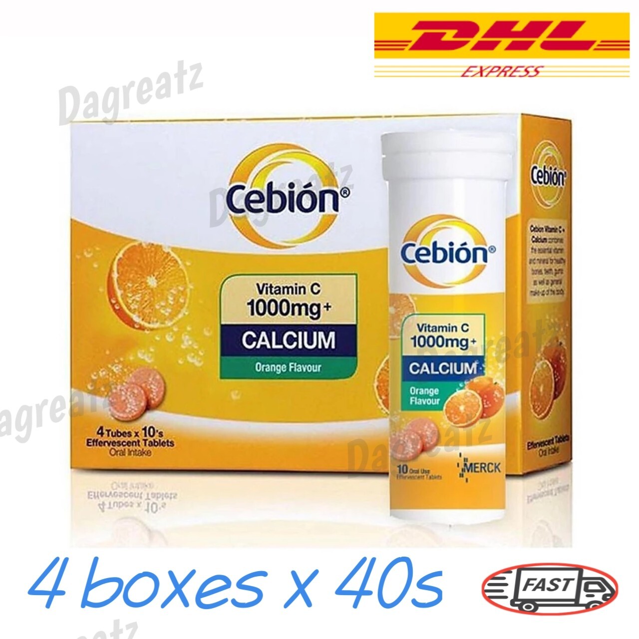 2x 40 Tablets CEBION Effervescent Vitamin C 1000mg Daily Supplement OrangeFlavor