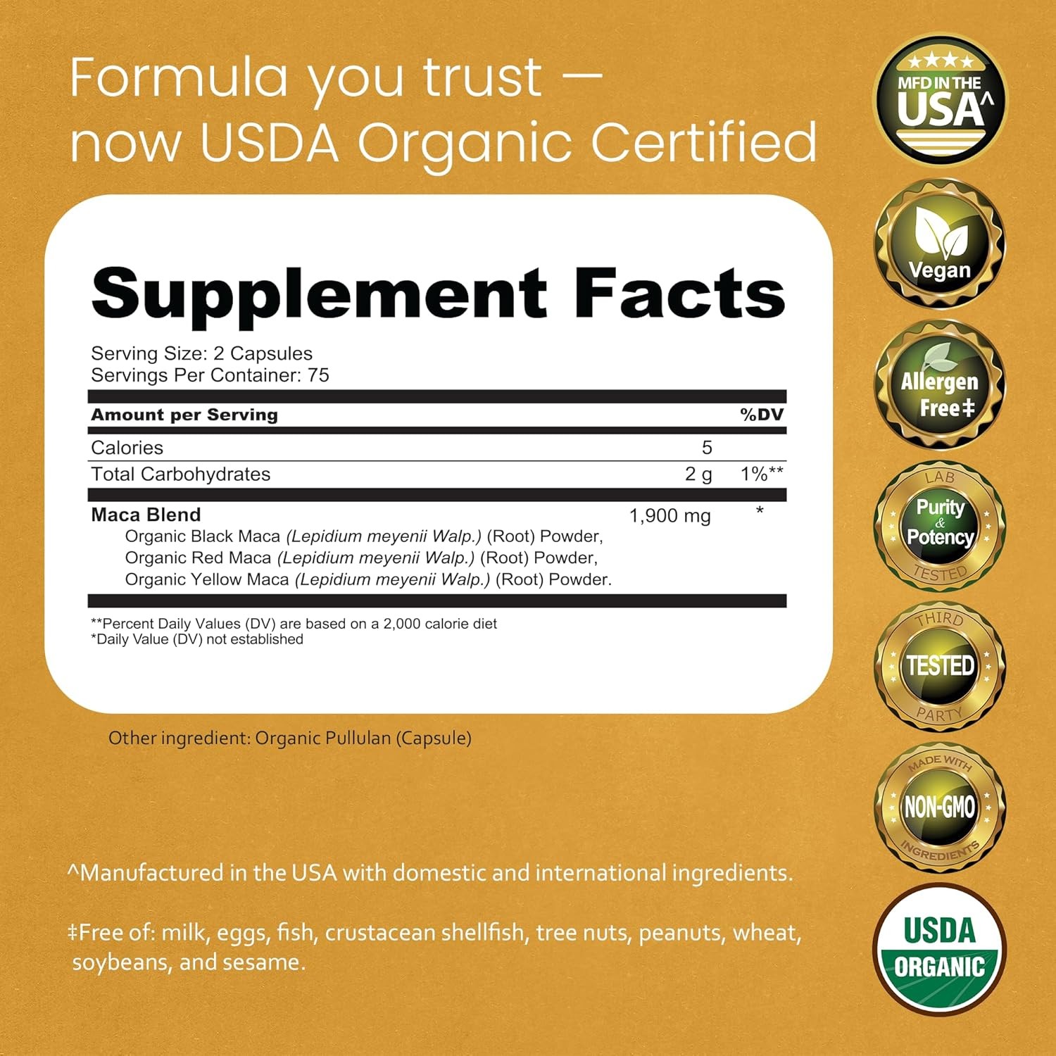 NaturaLife Labs Organic Maca Root – Black, Red & Yellow – 1900 mg per Serving –