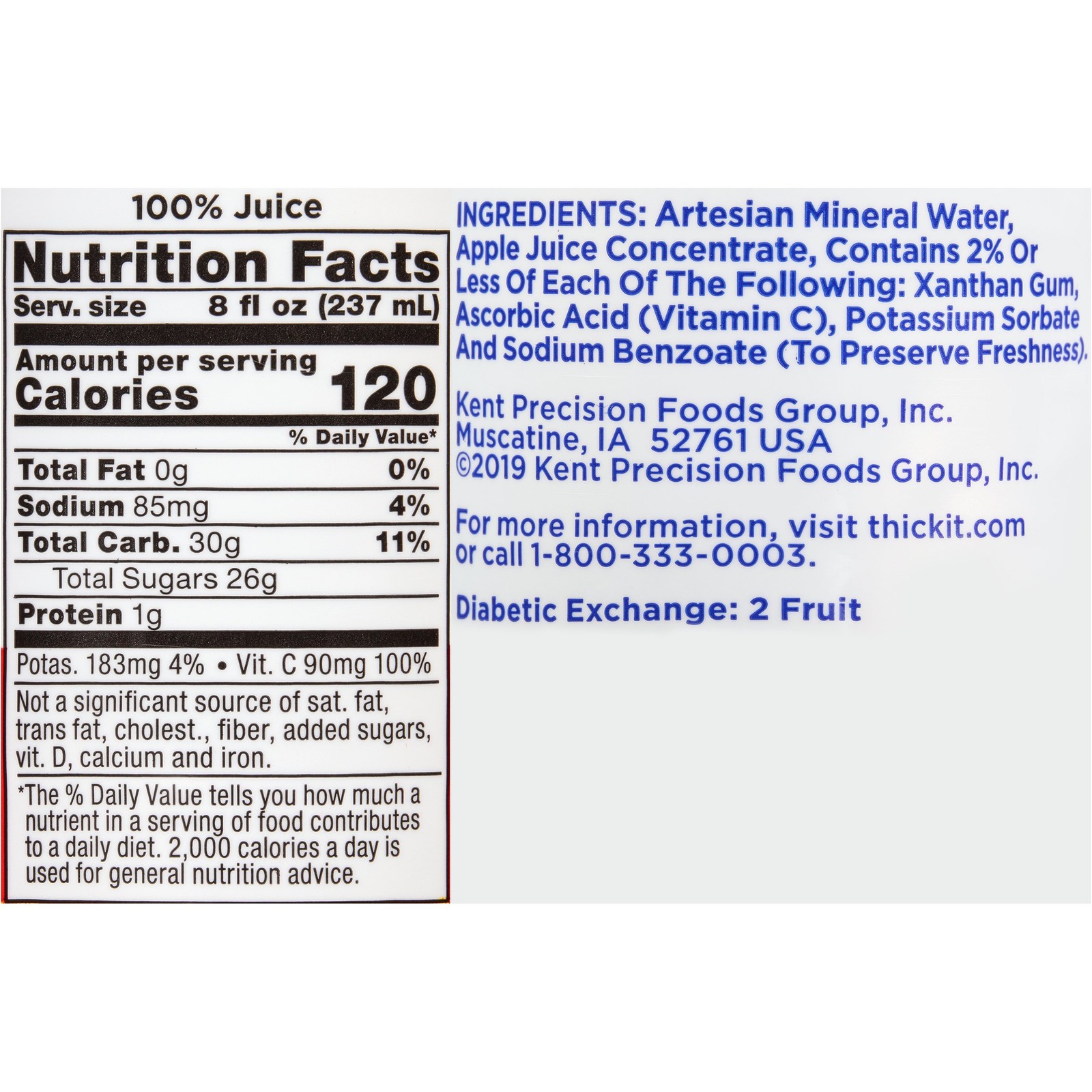 Thick-It Clear Advantage Thickened Beverage Apple 8 oz Bottle