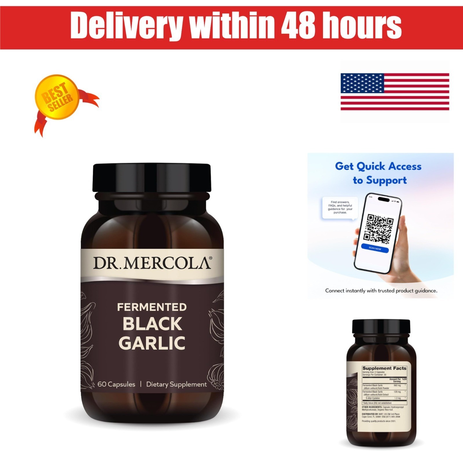 Dr. Mercola Fermented Black Garlic Capsules – Immune & Heart Health