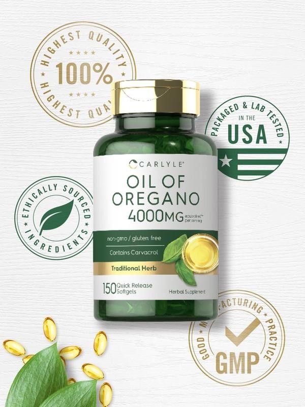 Natural Safe Effective High-Quality Premium Oregano Oil Supplement 4000mg with C