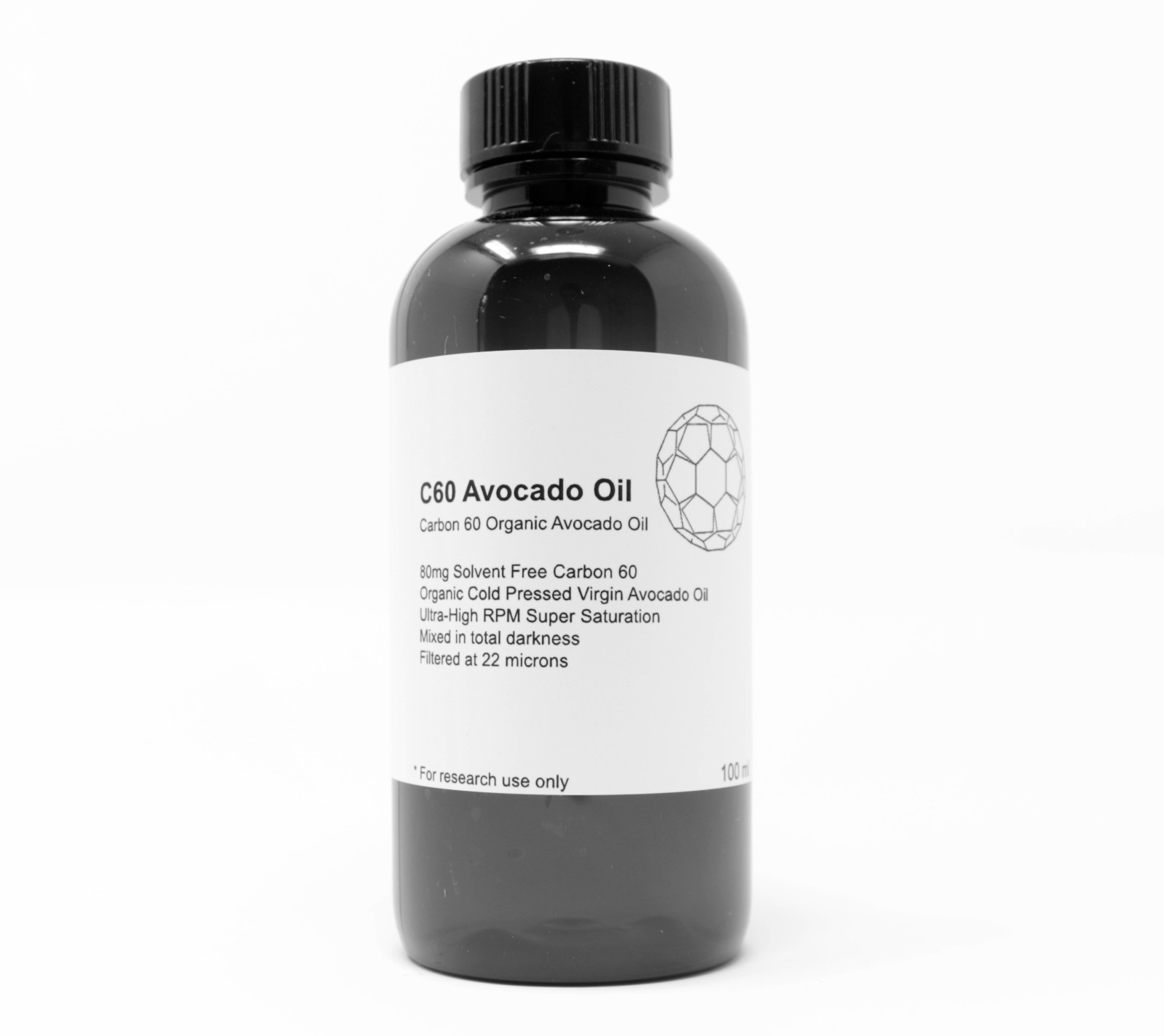 C60 Avocado Oil – 80mg 99.95% Carbon 60 Fullerene Solvent Free 100ml