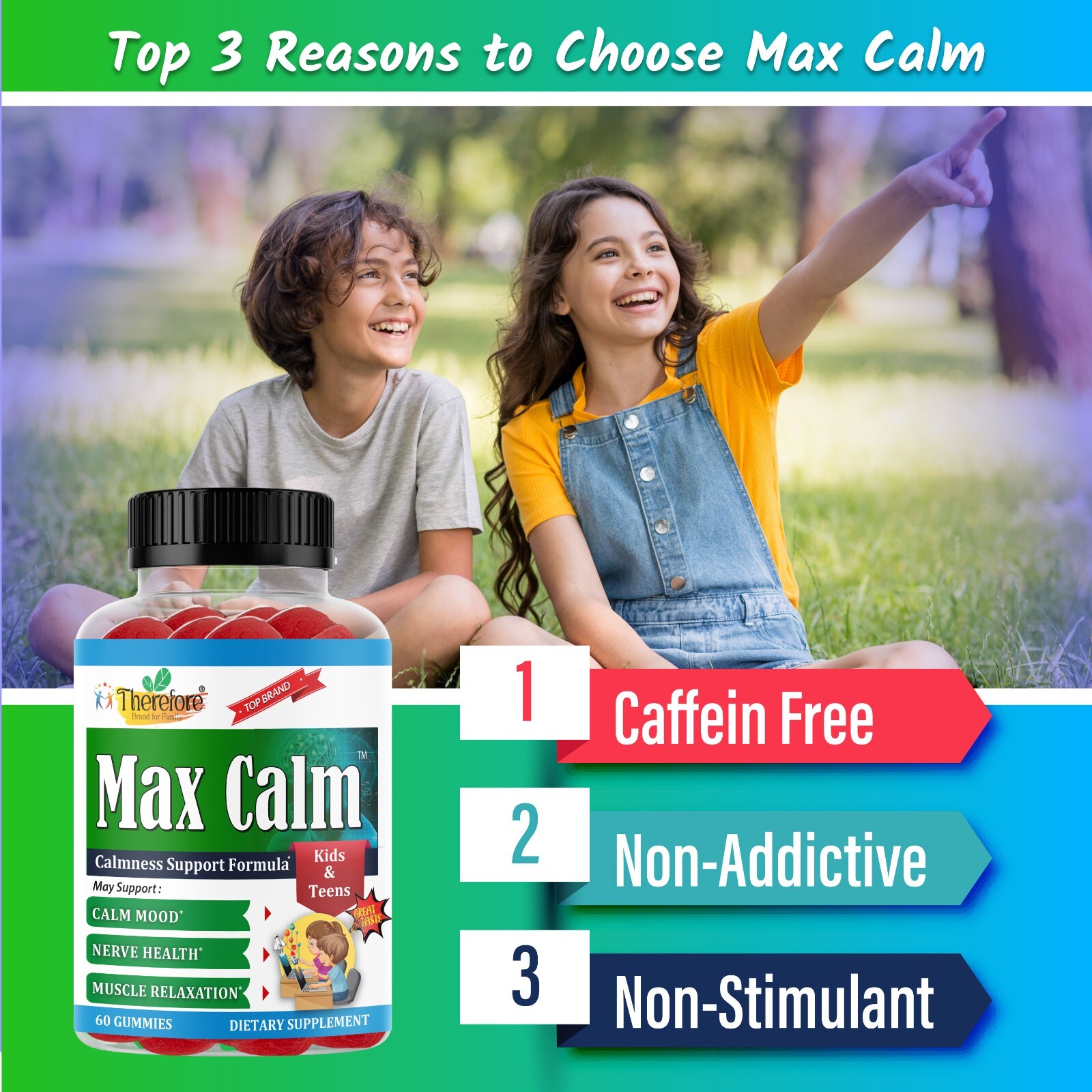 Max Calm Kids Magnesium Citrate Gummies Support Calm Mood, Relaxed Muscle 60ct