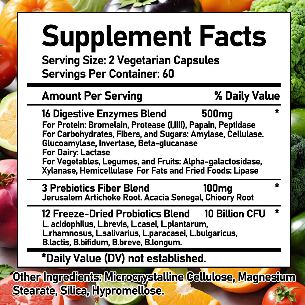 Digestive Enzymes For Gut Health Bloating Relief Capsules Exp 2026 NEW