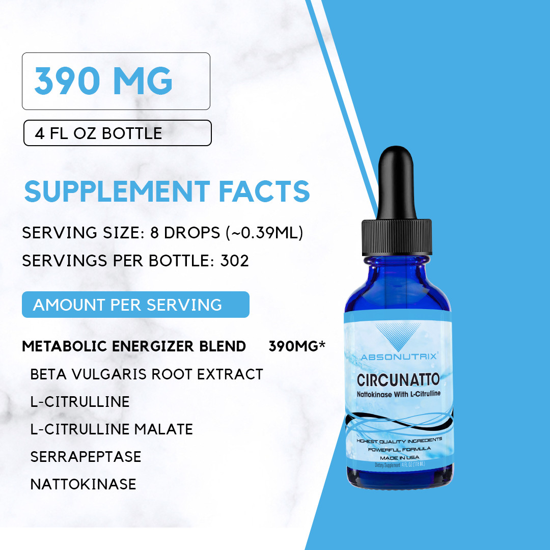 Absonutrix CircuNatto, 390 mg, 4 FL OZ Liquid, 302 Servings, Made in USA