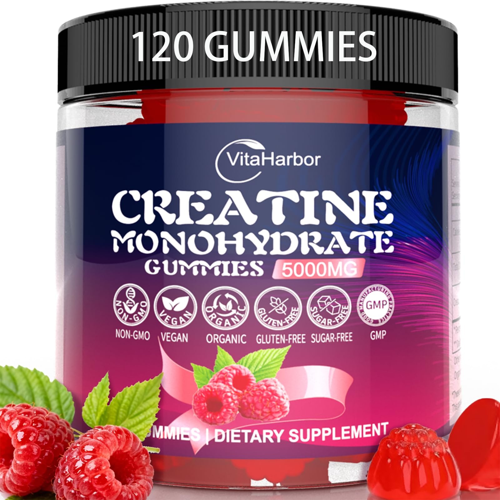 Creatine Monohydrate Gummies 5000mg for Men & Women, 120 Count (Pack of 1)