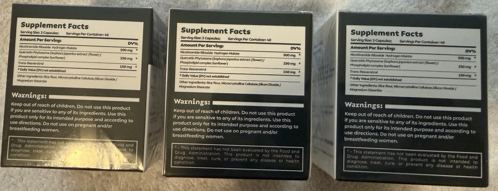3 pack Reus Research NAD+ Nicotinamide Riboside 900mg + Resveratrol 80 Capsules