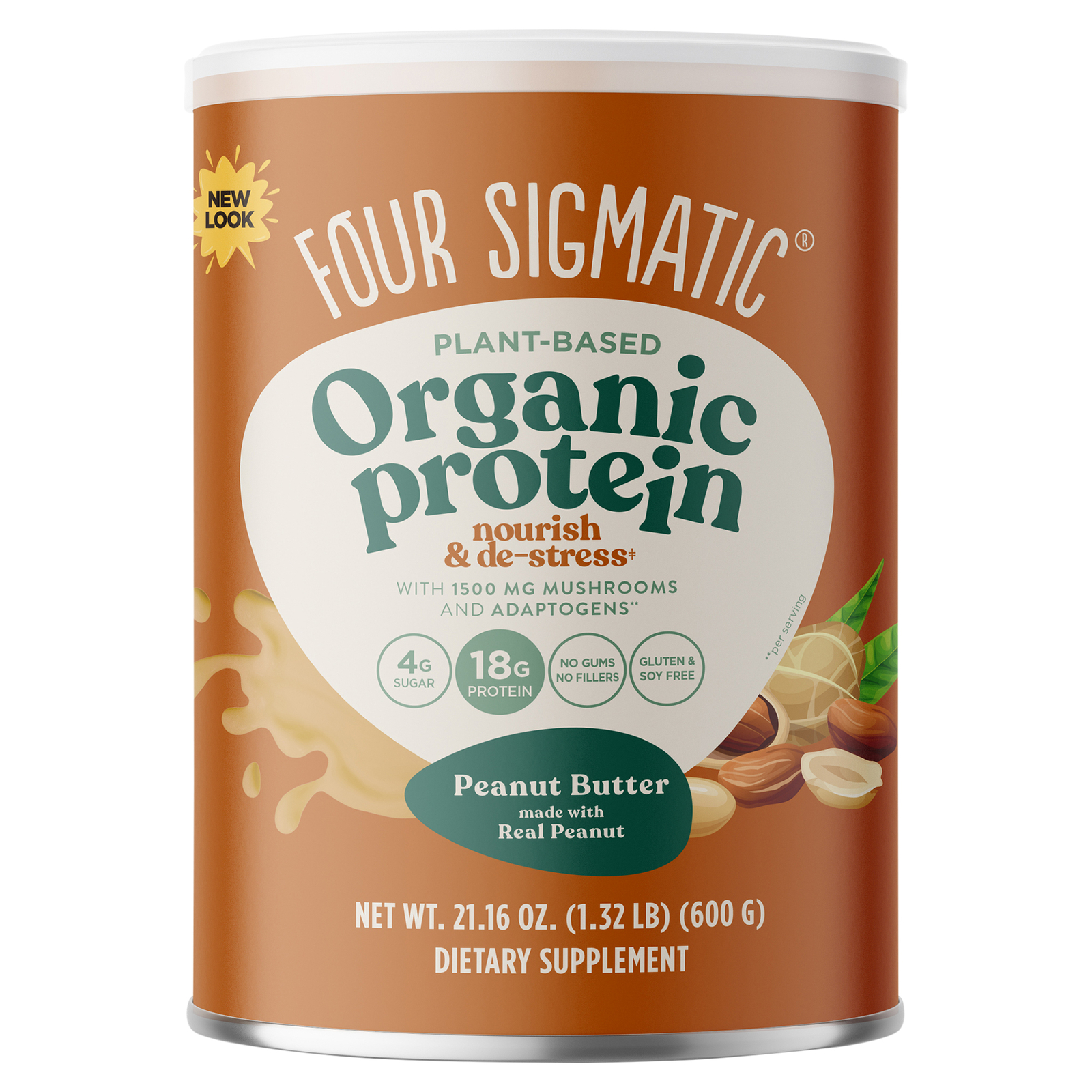 Four Sigmatic Plant Protein Can Peanut Butter 21.6 oz