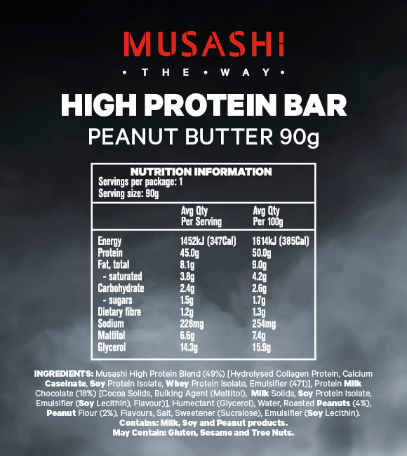 New Musashi High Protein Bar Peanut Butter 90g X 12 Bars