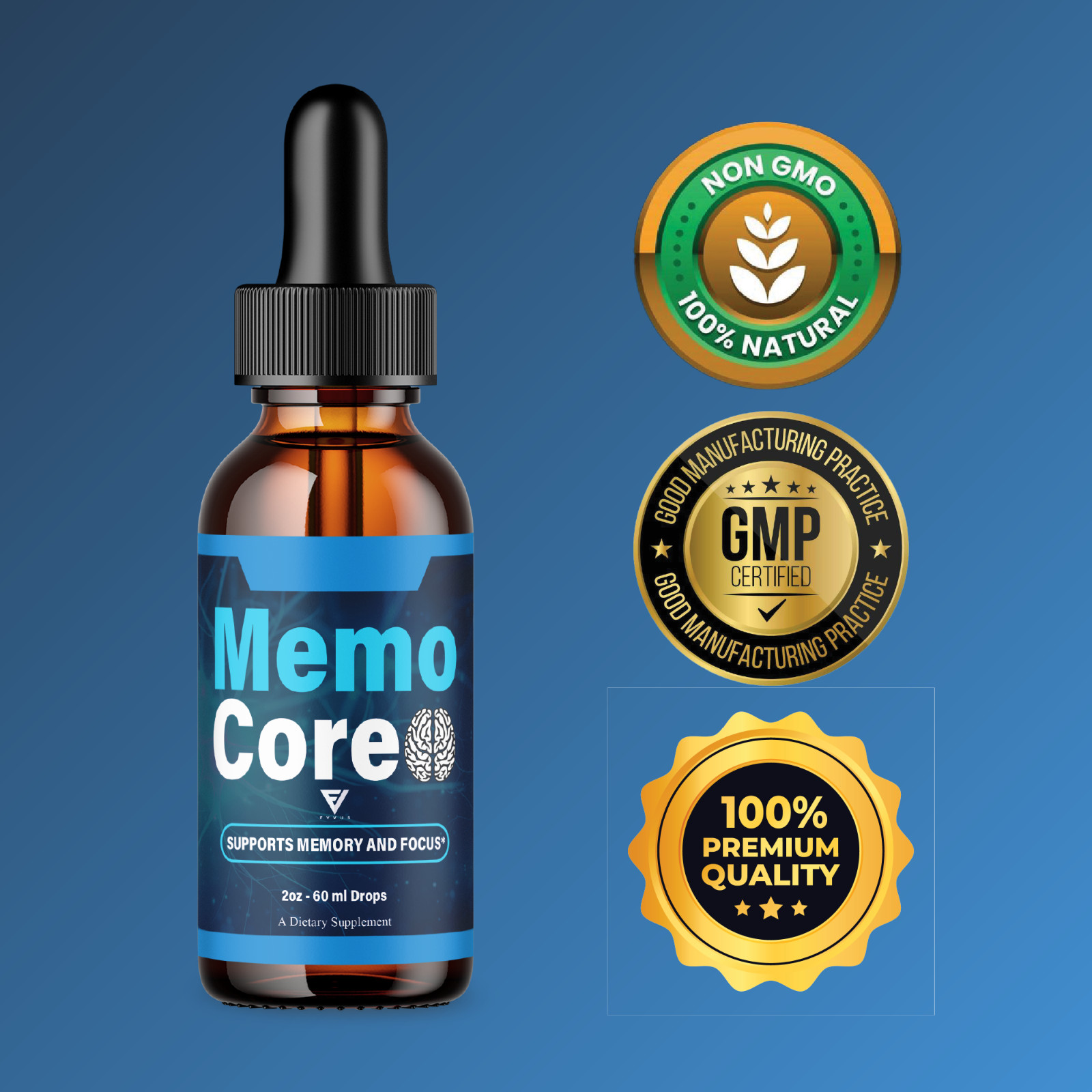 (5 Pack) Memo Core Brain Drop Supplement, MemoCore Memory & Focus Drops (10oz)