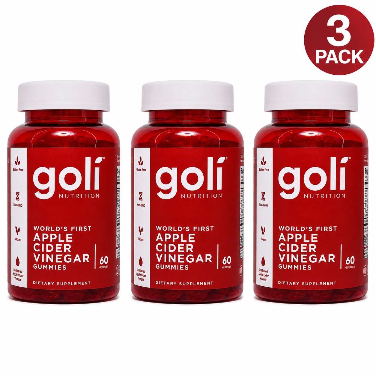 Goli Nutrition Apple Cider Vinegar Gummies Vitamin B9 B12 Detox 3 Pk Exp: 02/27