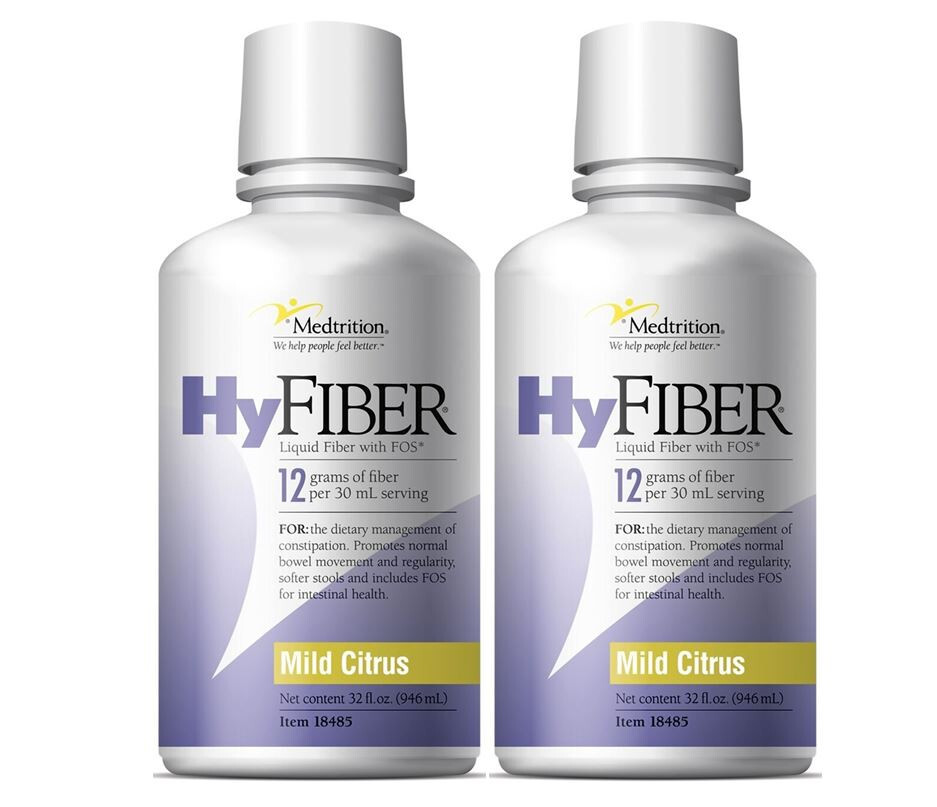 2 Bottle HyFiber with FOS Oral Supplement Citrus 12 gram Fiber 32 oz Bottle