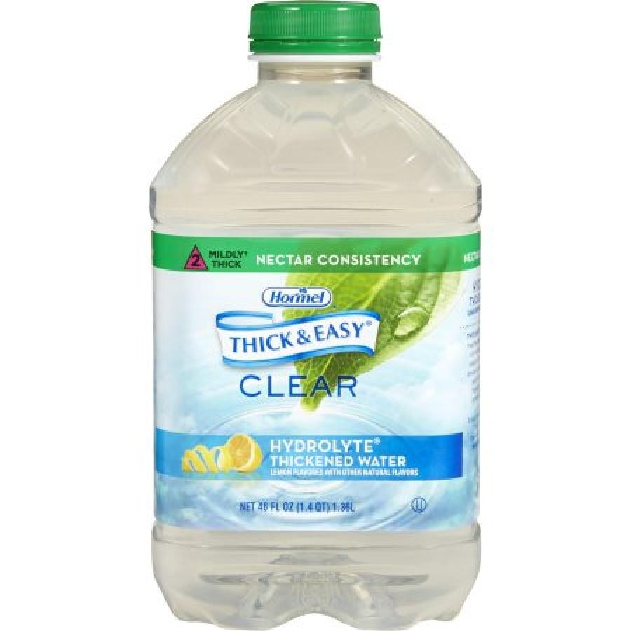 Hormel Thick & Easy Hydrolyte Thickened Water 46oz Bottle Lemon Nectar Consist 1