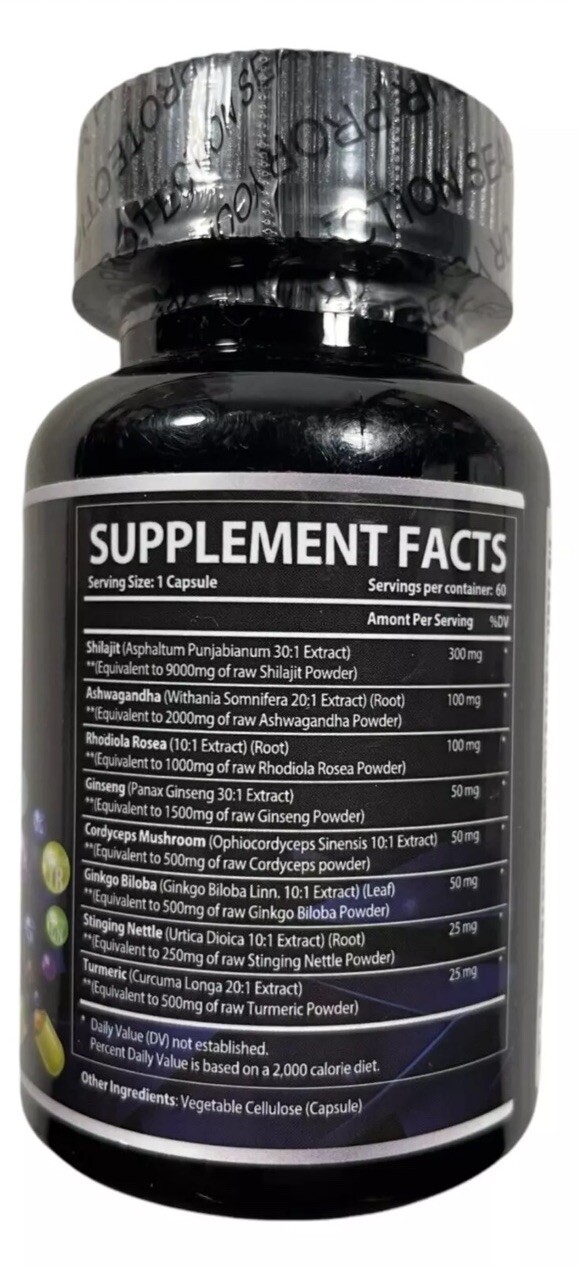 MDA Supplements 8-in-1 Supplement – Shilajit/Ashwagandha… – 60 caps – Exp 6/26