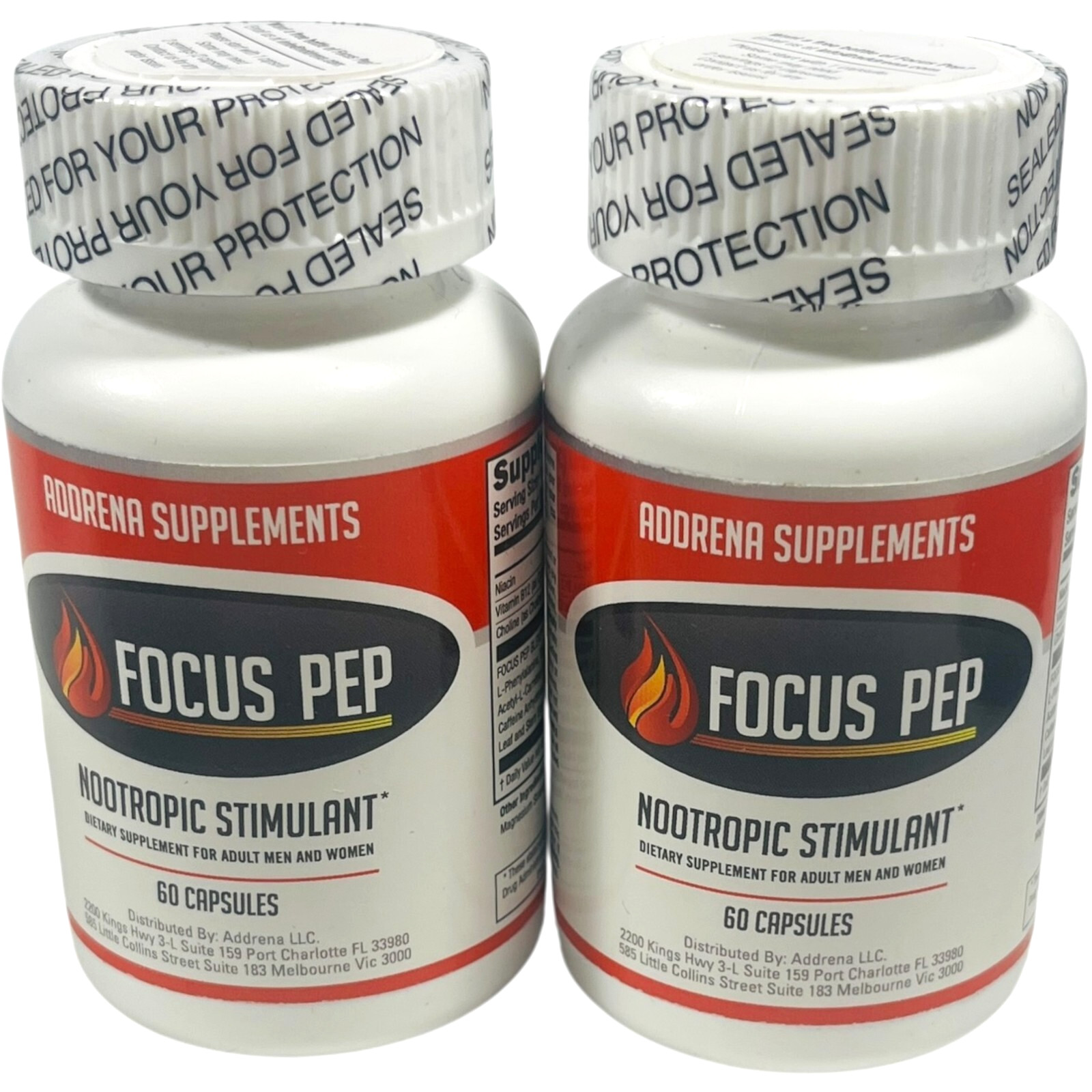 Addrena Focus Pep – Nootropic Stimulant – Focus Energy – 60 Capsules – LOT of 2