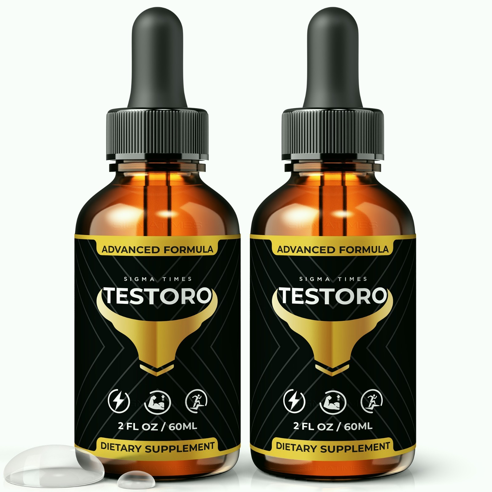 Testoro Liquid Drops, Premium Sublingual Formula for Men, Male Health – 2 Pack