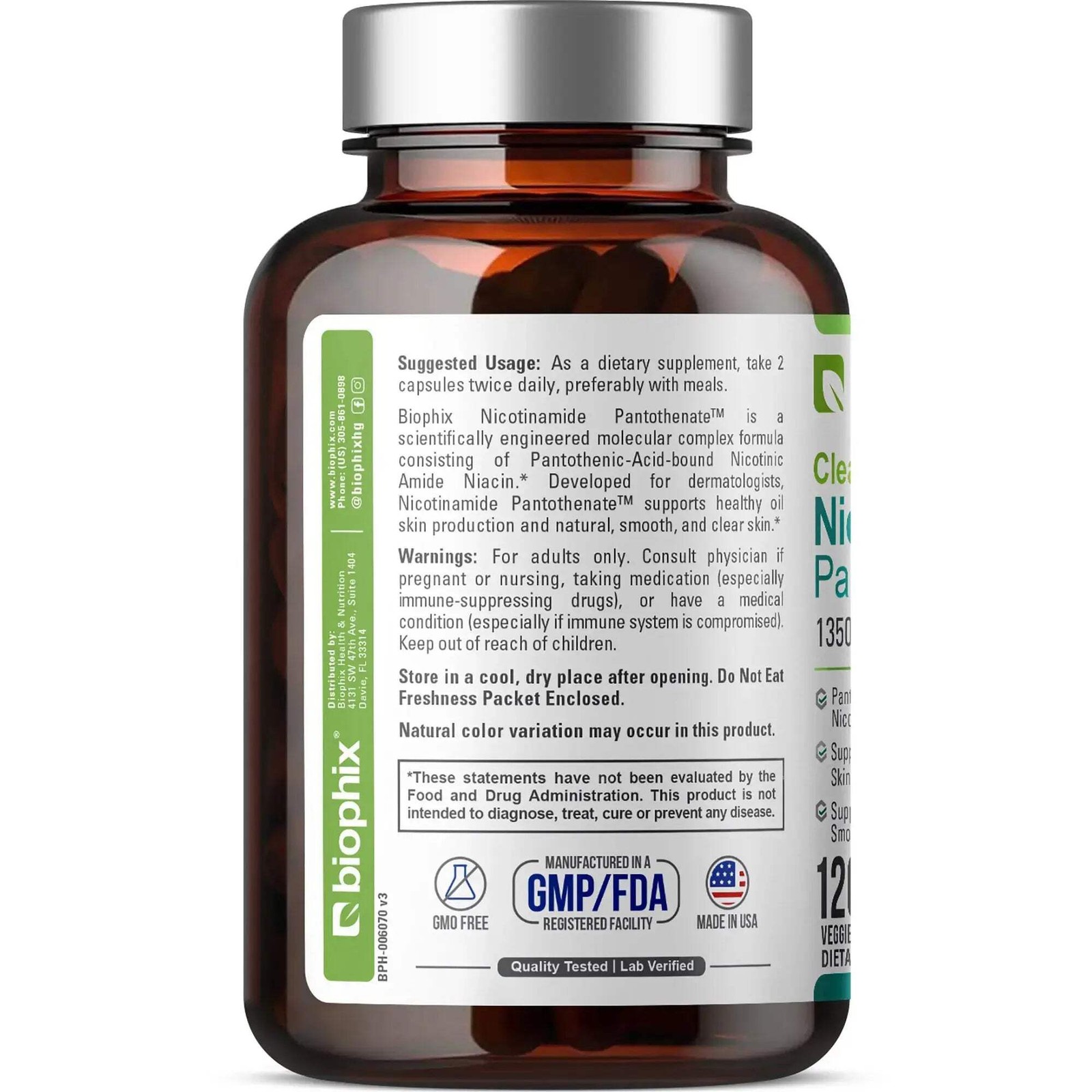 biophix Nicotinamide Pantothenate 1350 mg 120 VCaps
