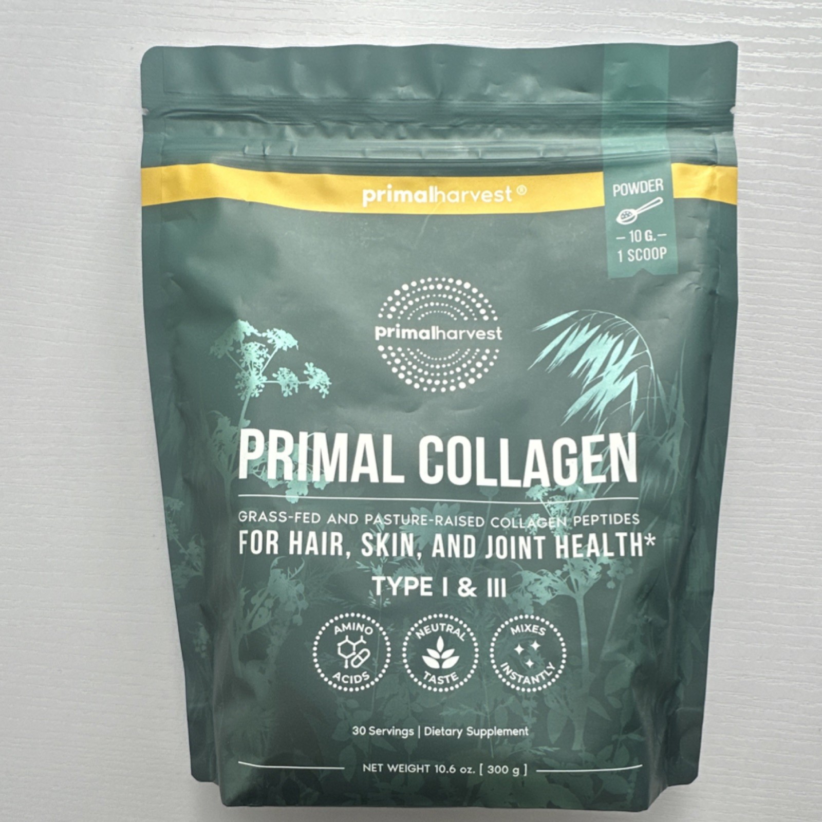 Primalharvest Collagen Powder Type I & III Unflavored 10.6oz Exp 07/2028