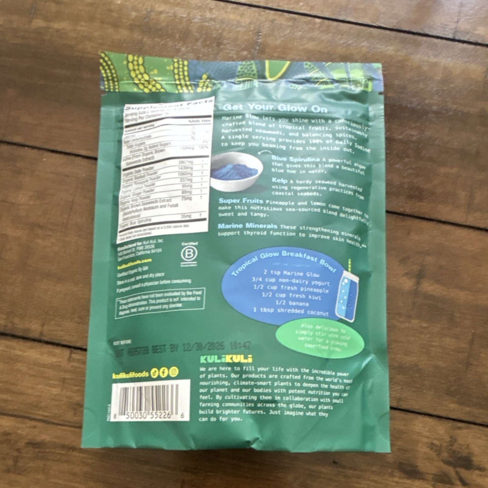 Kuli Kuli Organic Marine Glow Superfood Blend Powder Pineapple 6 oz Exp 12/2026