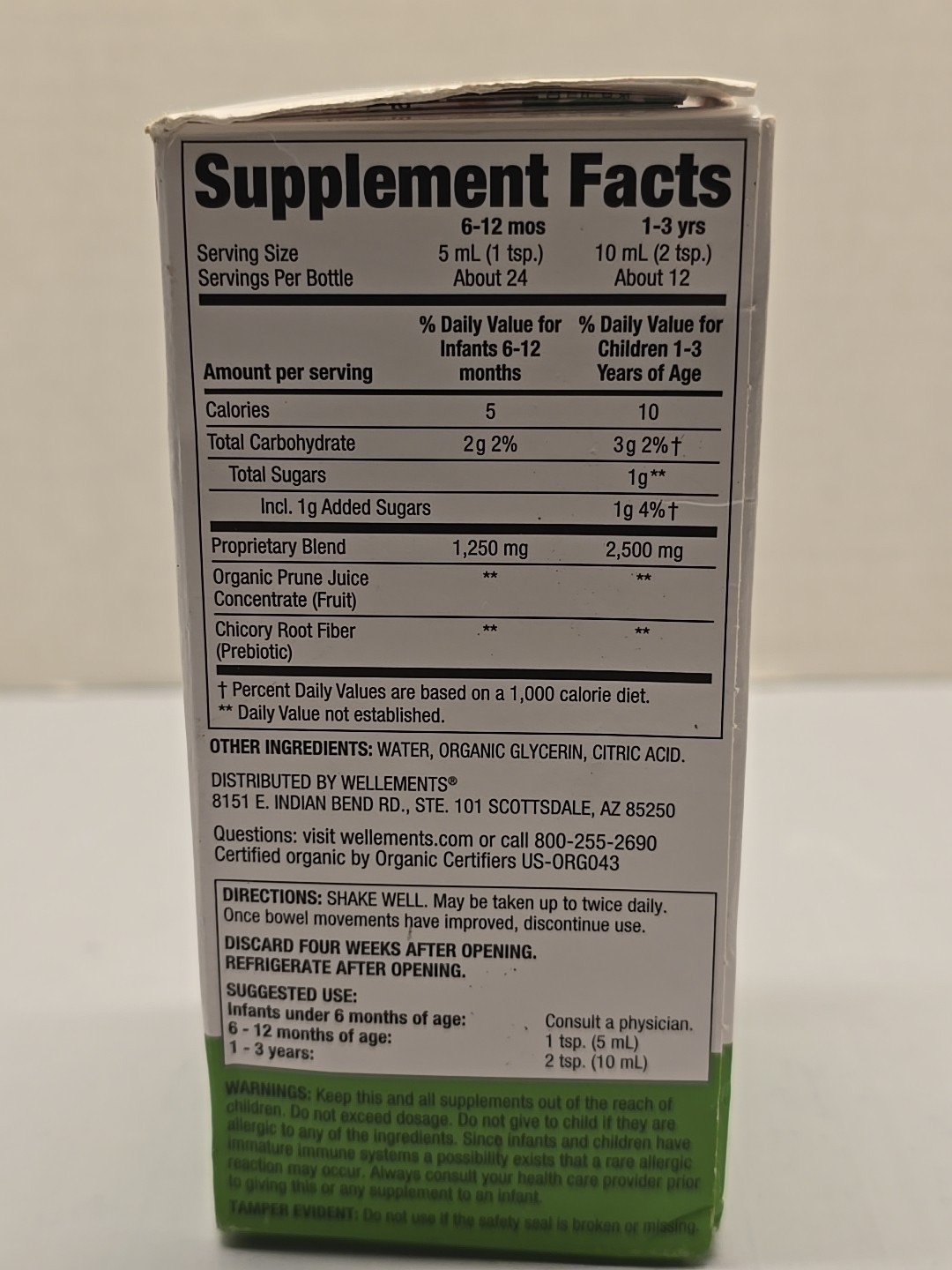 Wellements Organic Constipation Support, 6 months+, 4 fl oz, Exp 02/26