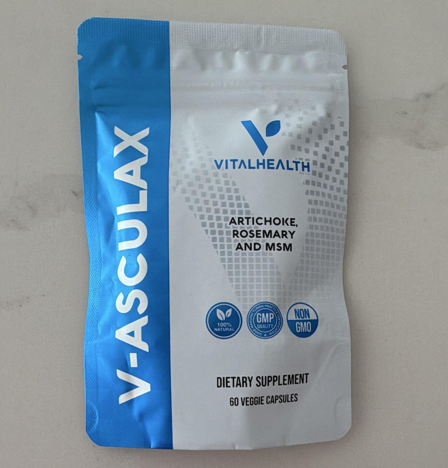 VitalHealth V-Asculax Artichoke Rosemary MSM 60 Veggie CapsNon-GMO free ship