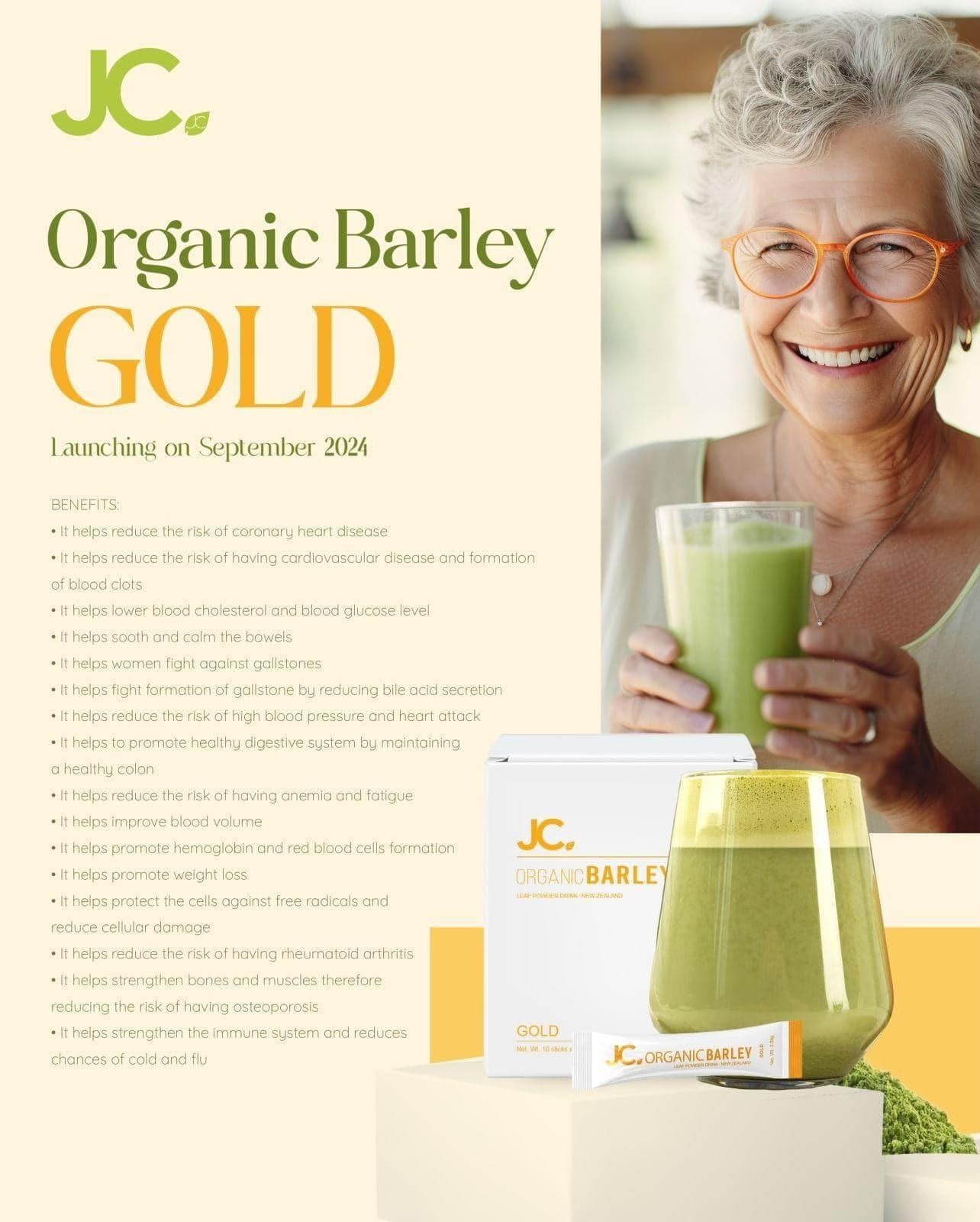Jc Organic Barley Gold pack with 10 sticks per box New