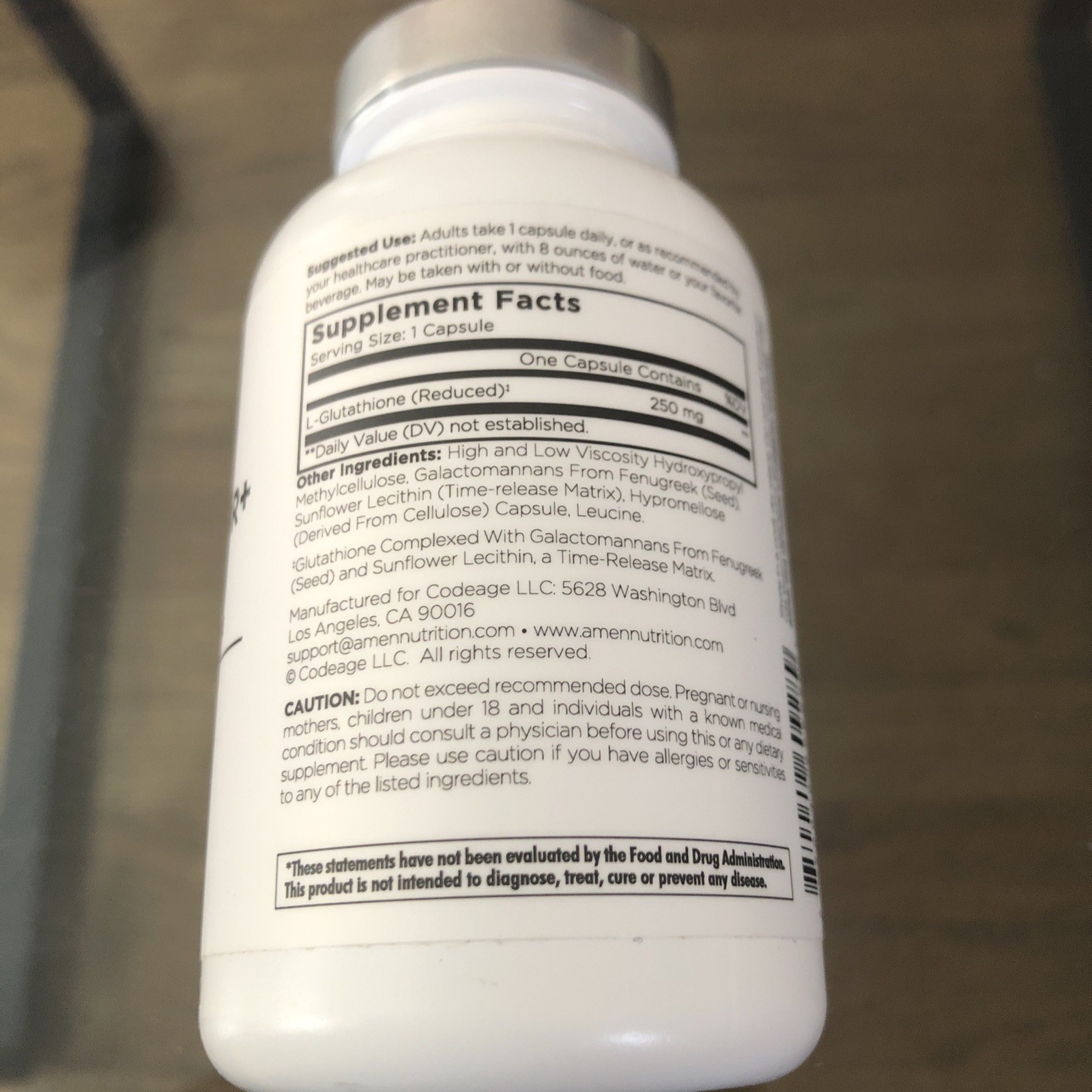 Amen Glutathione-SR+, Sustained-Release L-Glutathione 60 ct EXP 09/2026