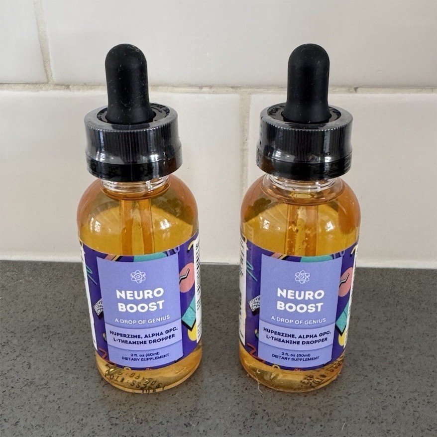 LOT of 2 Neuro Boost Liquid Drops Alpha GPC L-Theanine, 2 fl oz, Exp 09/2027